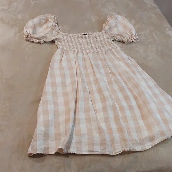 House of Harlow 1960 gingham smocked babydoll mini dress Size L - Picture 2 of 13